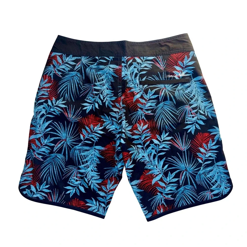 TravisMathew Board Shorts Men 32 Small Blue‎ Nights Party Hearty Tropical NWT